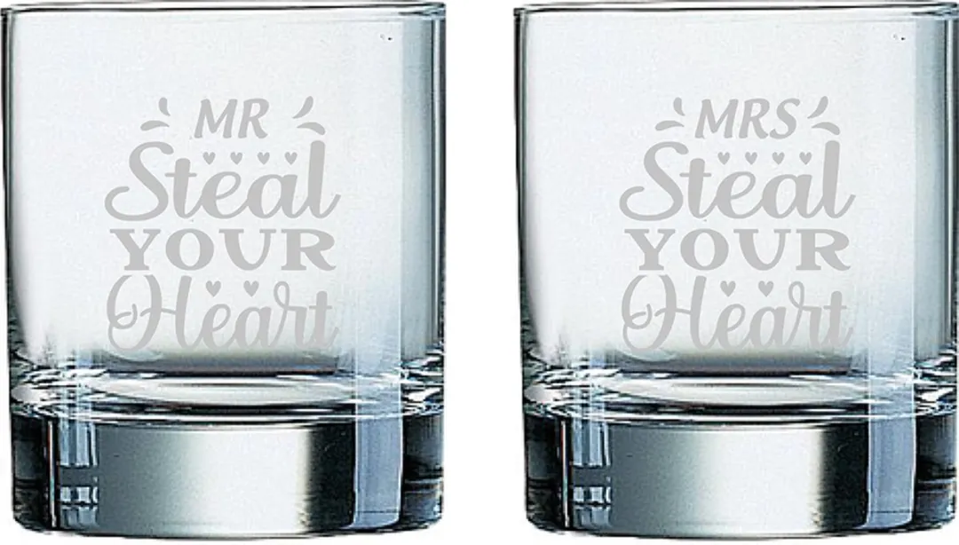 Arcoroc Whiskeyglazen Gegraveerd Mr. & Mrs. Steal Your Heart