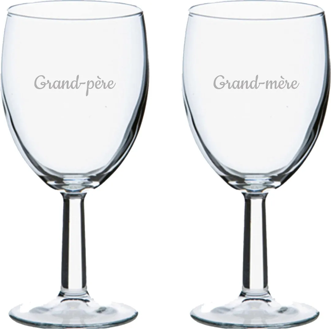 Pasabahce Wijnglas Gegraveerd Grand-père & Grand-mère