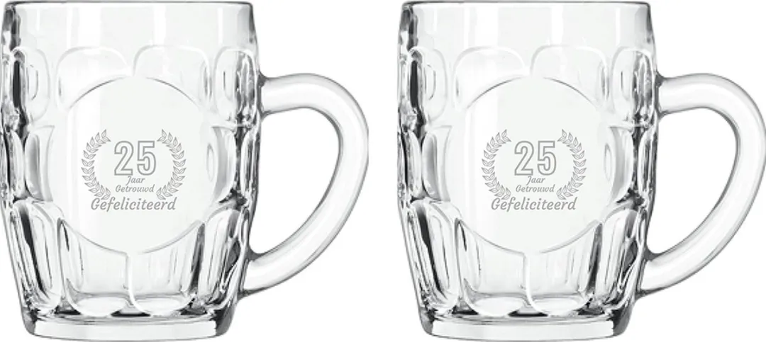 Libbey Bierpullen Set Gefeliciteerd 25 Jaar Getrouwd
