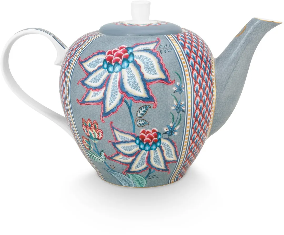 Pip Studio Flower Festival Theepot Lichtblauw - 1,6L