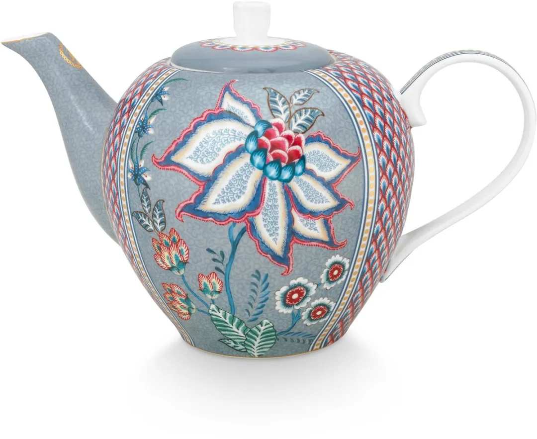 Pip Studio Flower Festival Theepot Lichtblauw