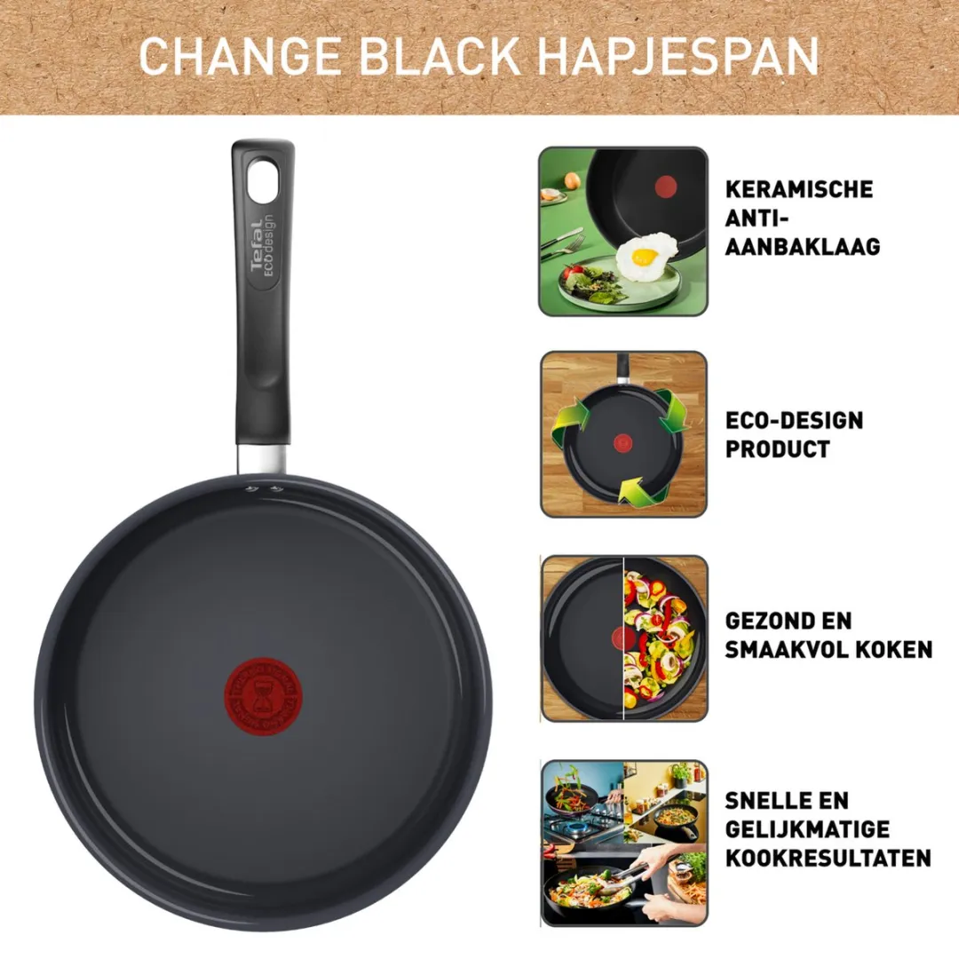 Tefal Hapjespan 24cm Keramisch - Inductie - Zwart
