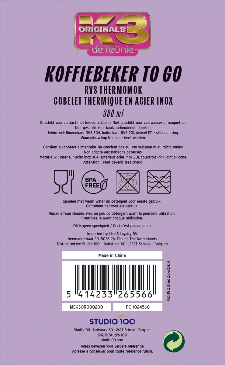 K3 Originals MEK3OR000200 Thermosbeker 380ml - Space Grey