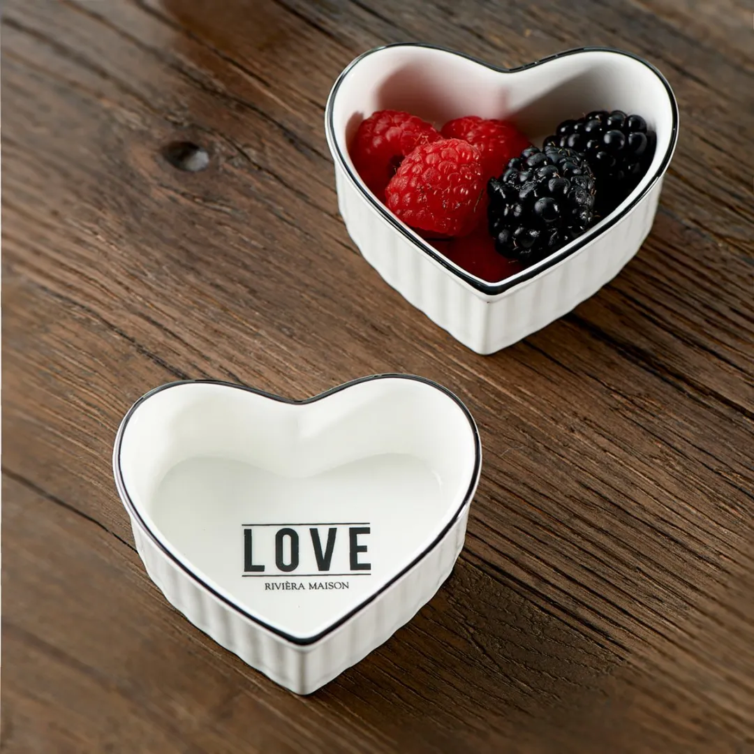 Riviera Maison Love To Bake Bowl 2 Stuks - Porselein Wit