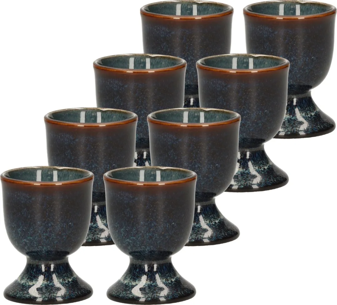 Cosy&Trendy Eierdopjes 8 Stuks - Donkerblauw Aardewerk