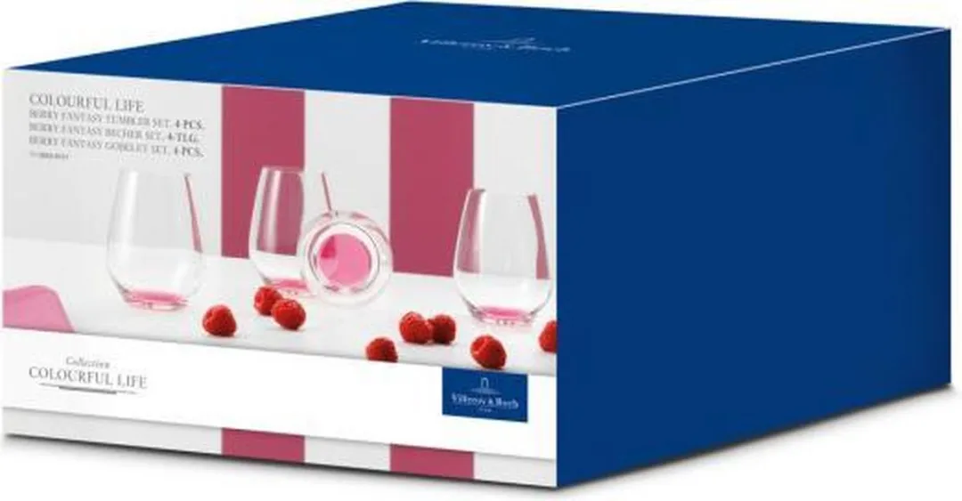 Villeroy & Boch Colourful Life Waterbeker Set - 4 Stuks - 0.42L - Pink