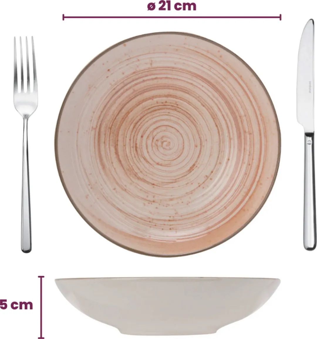 Cosy&Trendy Diep Bord Terracotta - 4 Stuks Ø 21cm