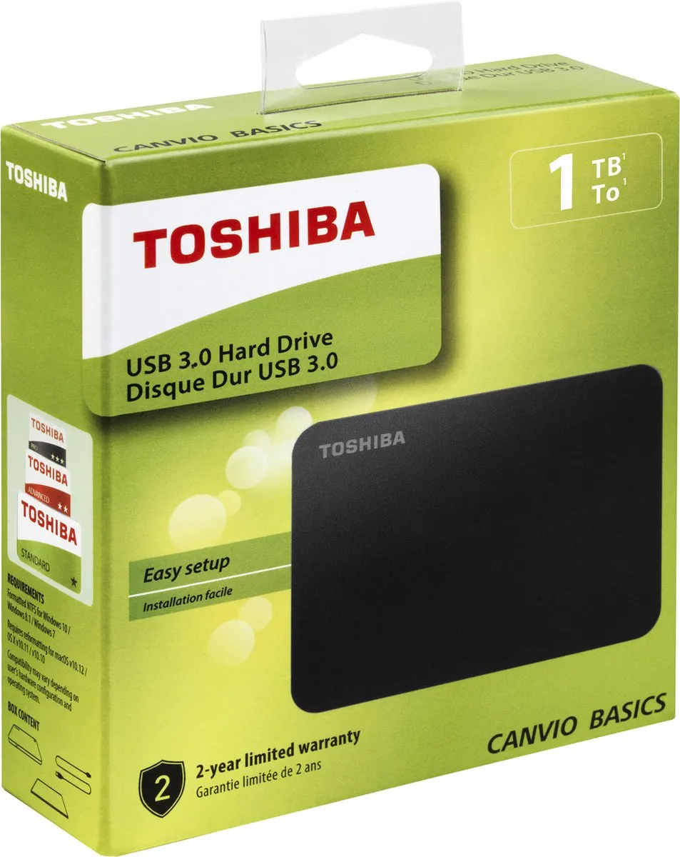 Toshiba Canvio Basics 1TB - Externe harde schijf / Zwart