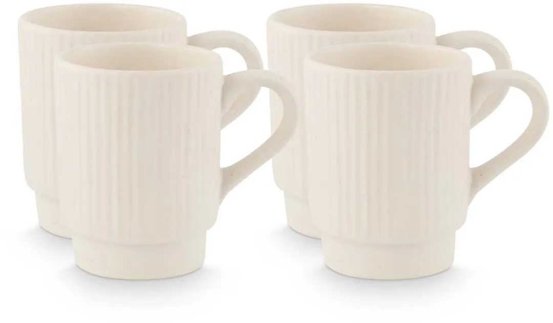 vtwonen Mokken Keramiek 300ml Gebroken wit - Set van 4