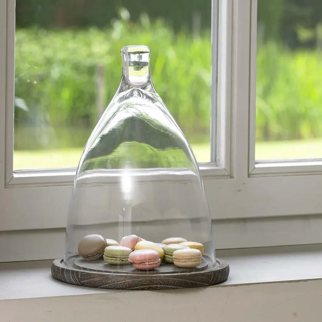Cosy&Trendy Stolp Glas Hout Rond Ø24.2cm - Transparant