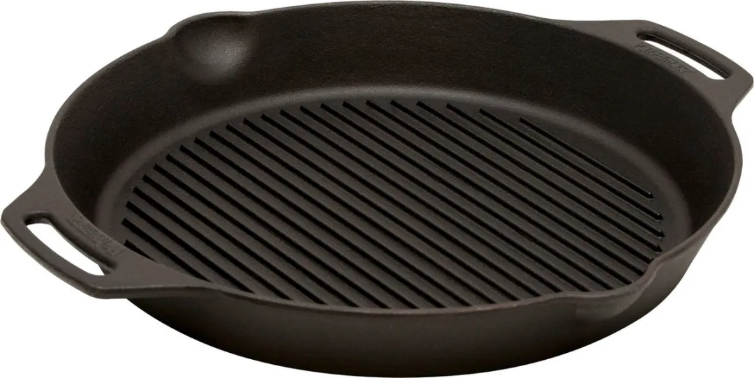 Petromax gp35h-t, skillet, 35 cm, grillpan met handgrepen, gietijzer, zwart