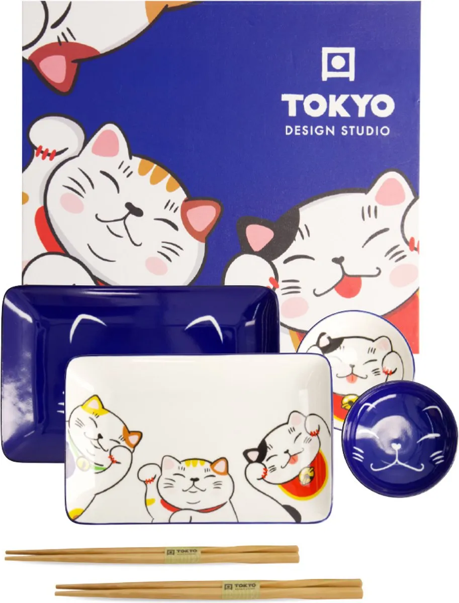 Tokyo Design Studio Kawaii Lucky Cat Sushi Set 6-delig