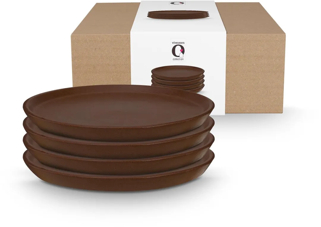 vtwonen Ontbijtborden Bruin Keramiek 17cm