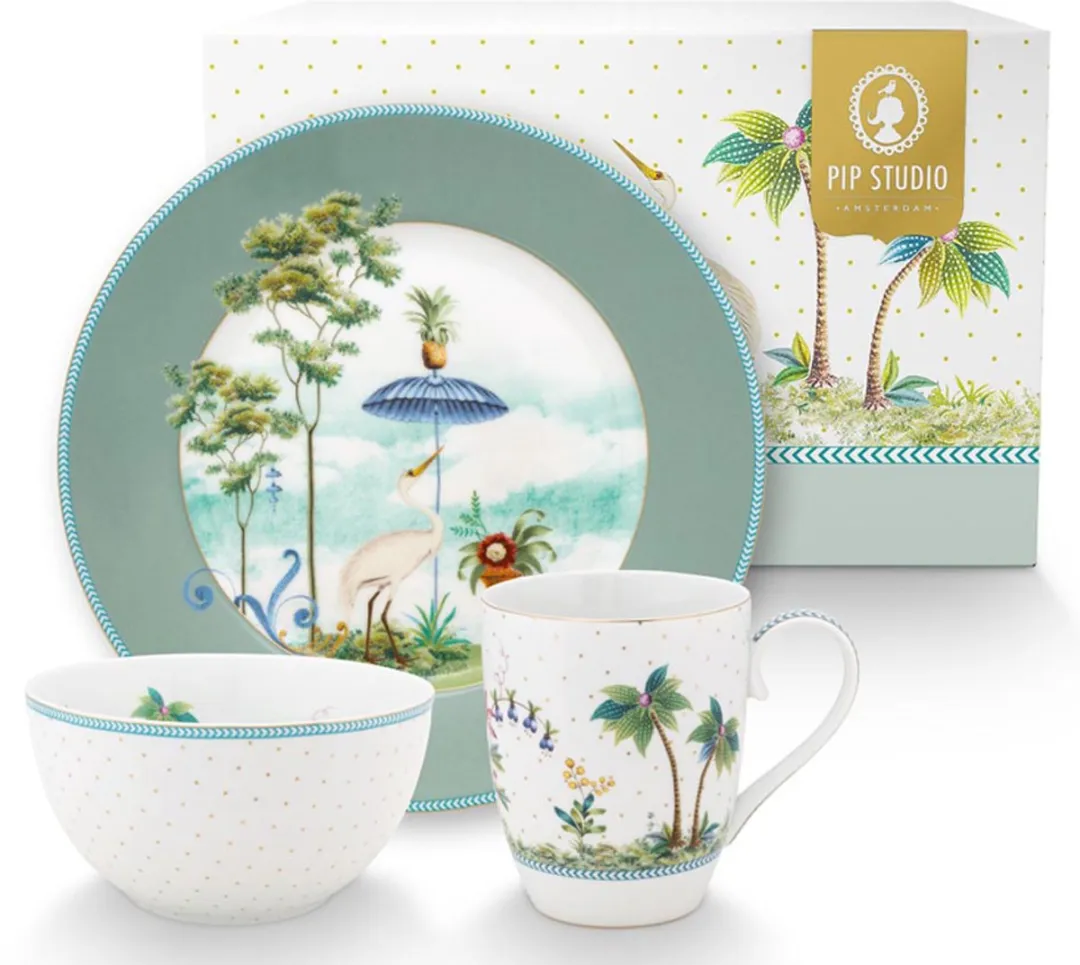 Pip Studio Jolie Ontbijtset 3-delig - 350ml Mok - Ø21cm Bord
