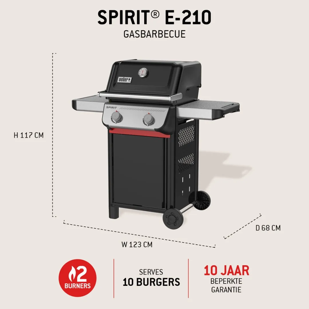 Weber Spirit E-210 Gasbarbecue 2 Branders - 69cm - Zwart