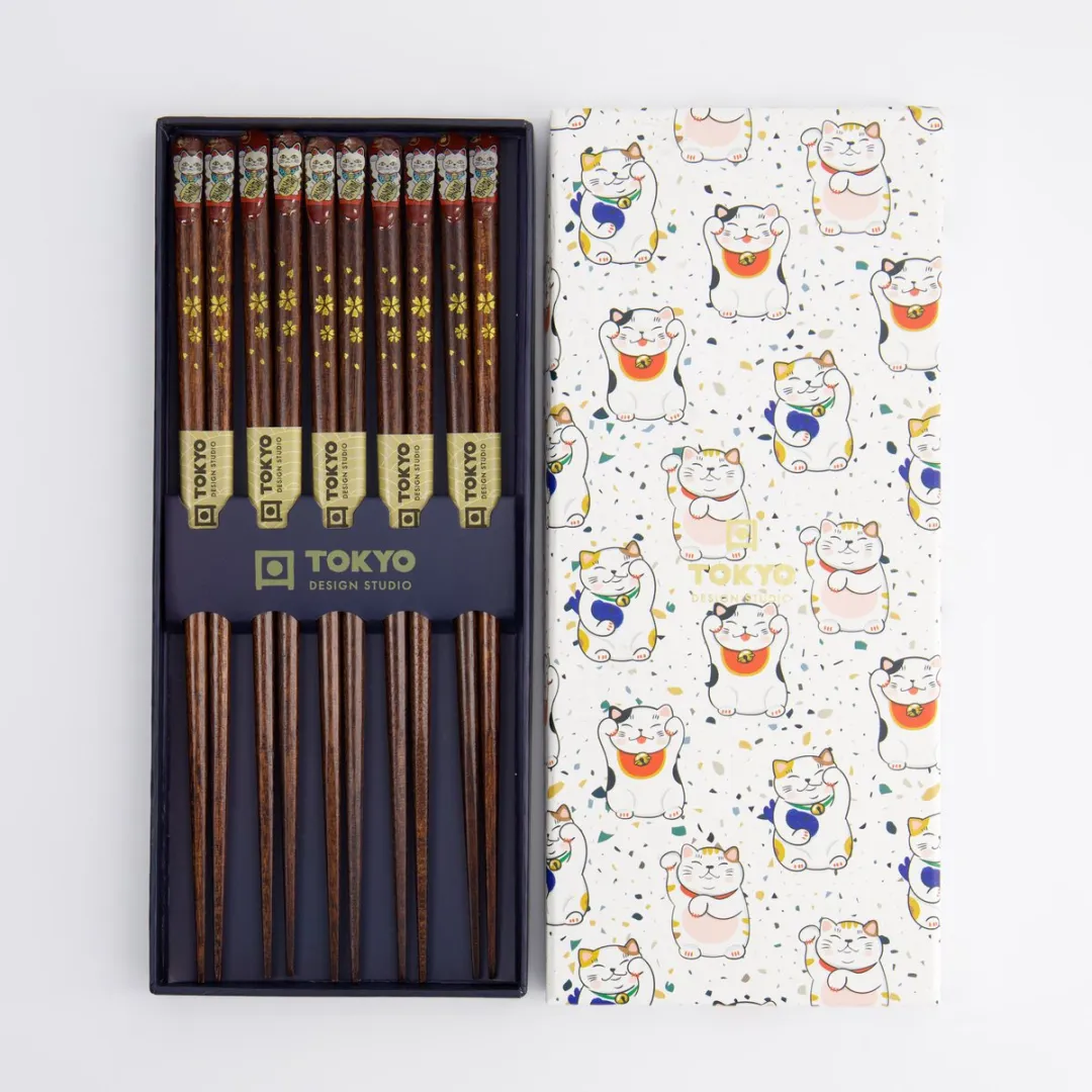 Tokyo Design Studio Lucky Cat Eetstokjes - 5 Paar