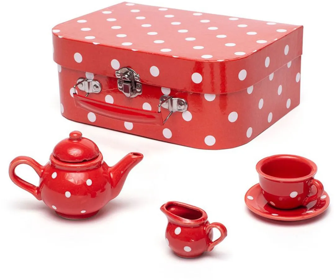 BIGJIGS Porseleinen Theeset Rood - 4 Personen BJ613
