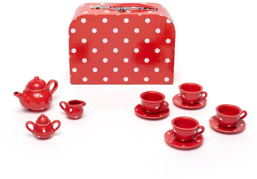 BIGJIGS Porseleinen Theeset Rood - 4 Personen BJ613