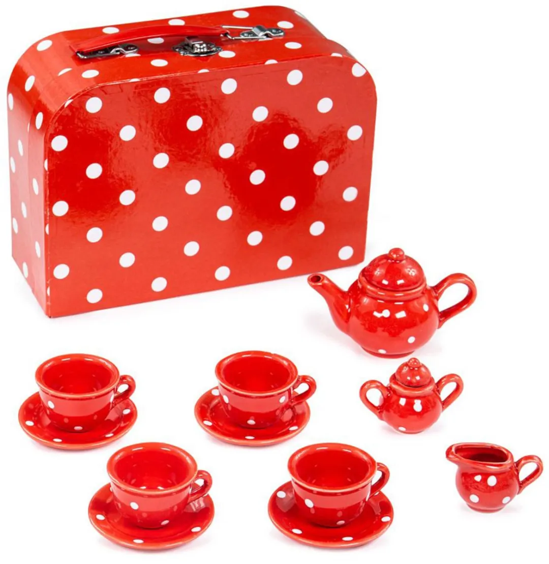BIGJIGS Porseleinen Theeset Rood - 4 Personen BJ613