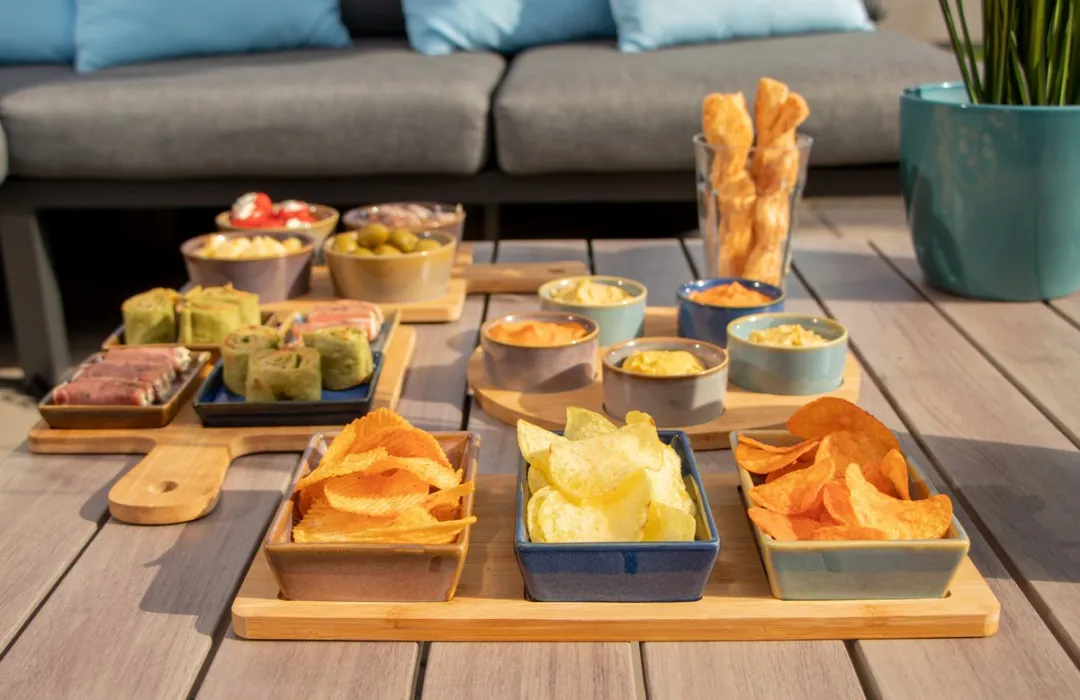 Cosy&Trendy Bamboe Serveerplank met 3 Schaaltjes - 31x15cm - Multi