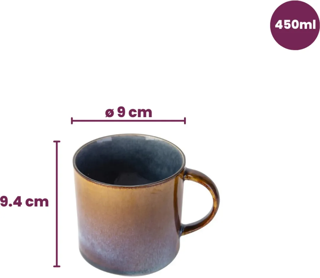 Cosy&Trendy Mok Quintana Blauw - 4 Stuks 450ml