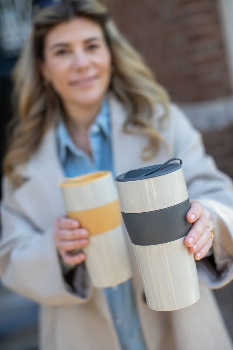Koziol Aroma To Go XL Herbruikbare Koffiebeker 700ml - Natuur As Grijs