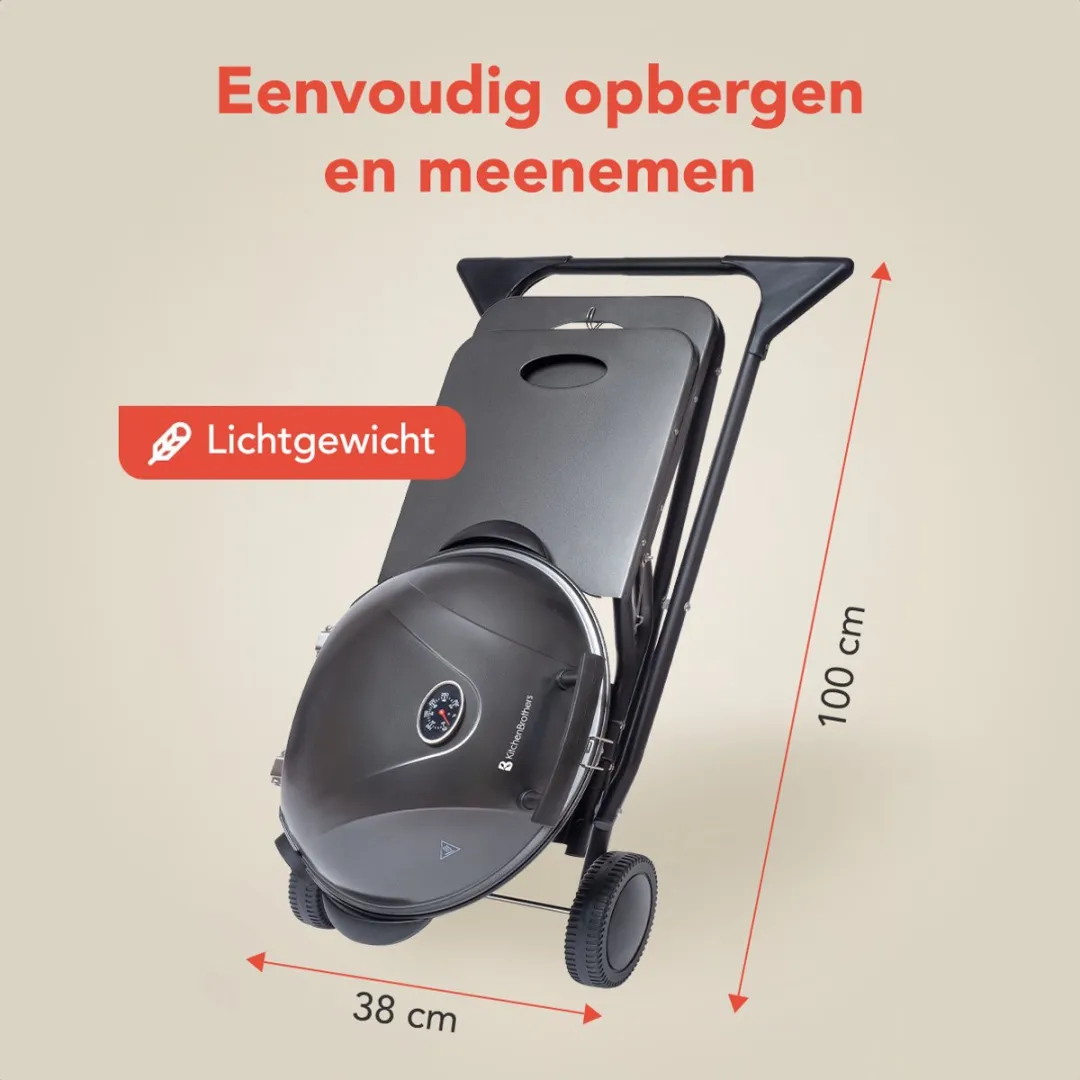 KitchenBrothers KB100715 Elektrische BBQ - 2400W - 49cm - Zwart
