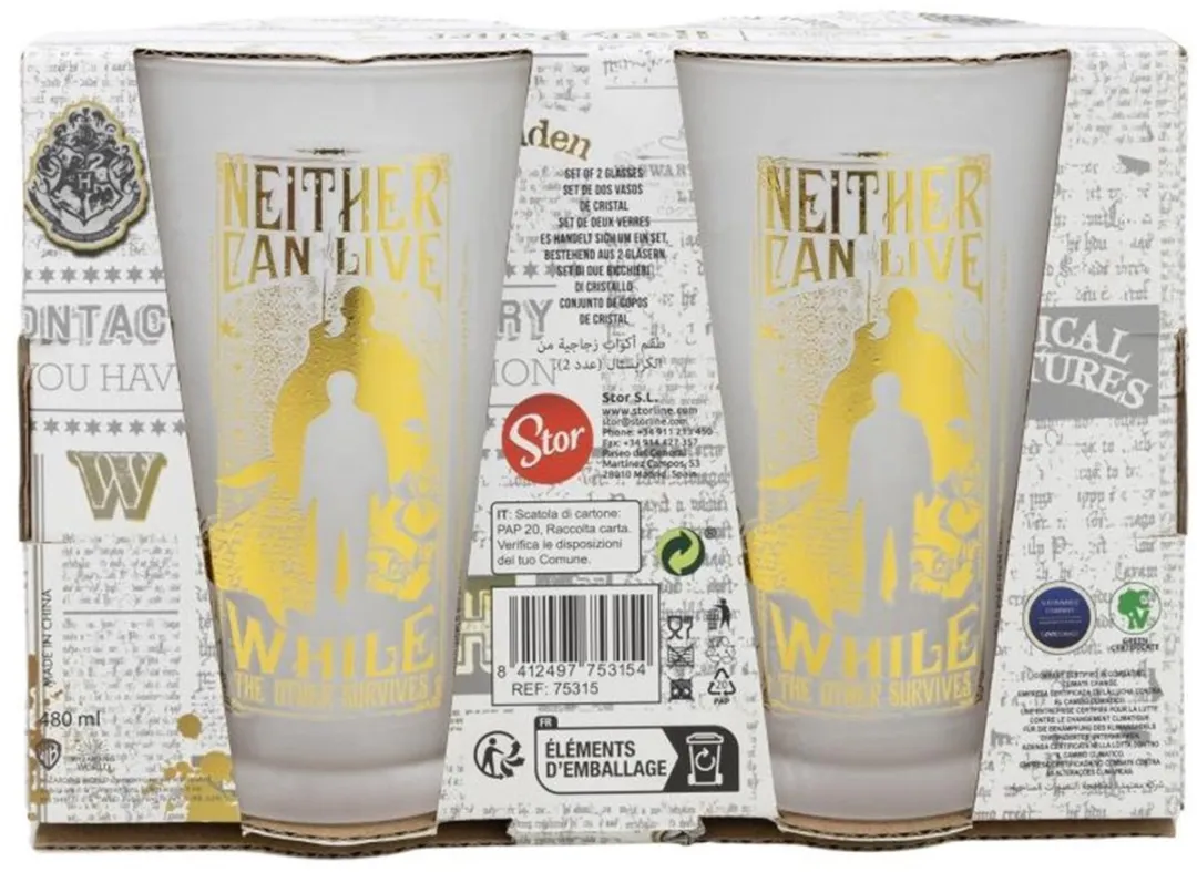 Warner Bros Harry Potter Glazen 2x480ml - Gold
