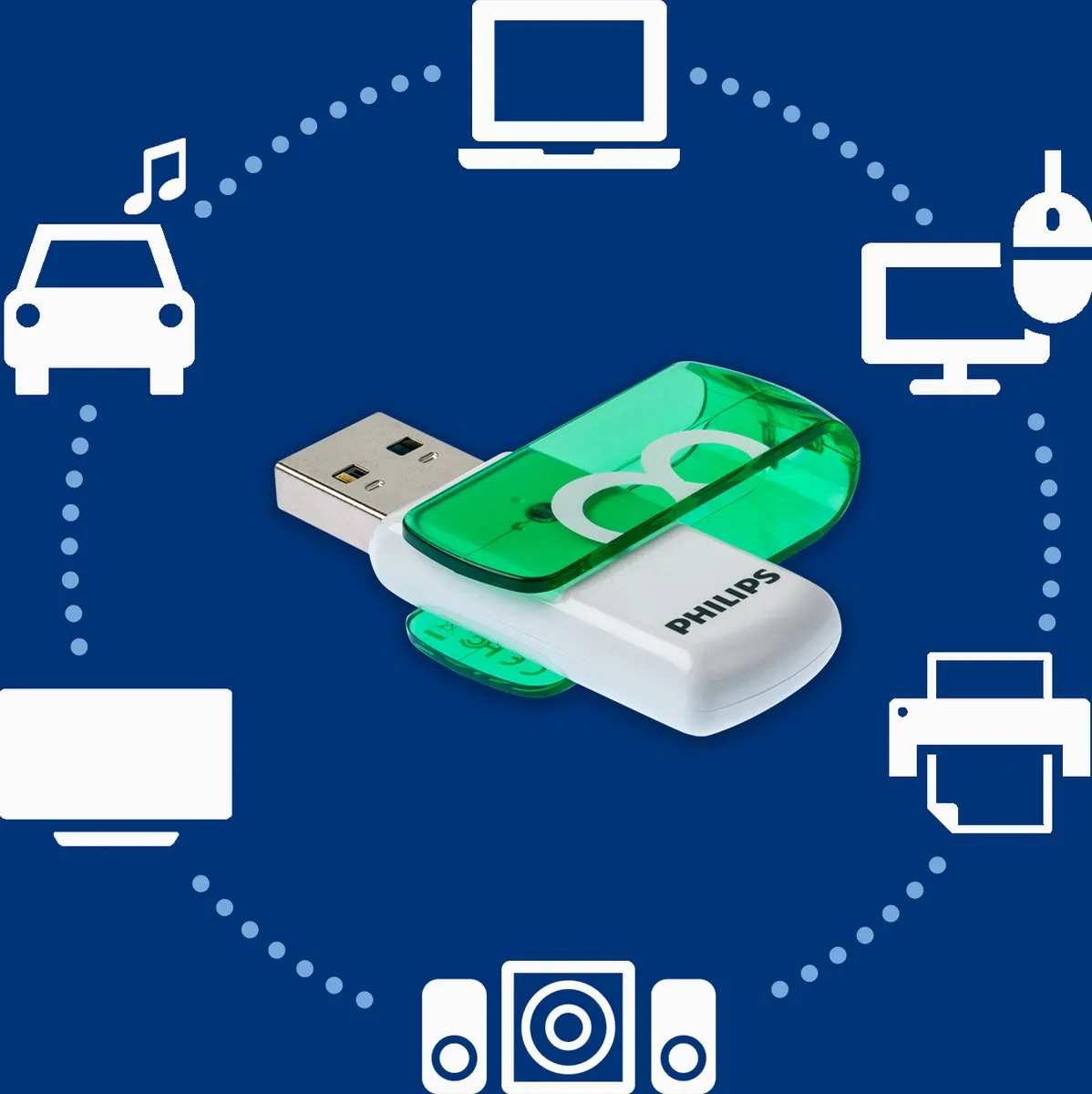 Philips Vivid Edition USB-stick 8GB - Groen/Wit