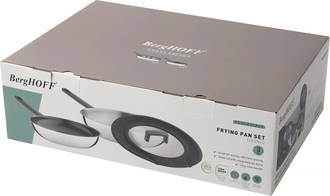 BergHOFF Essentials 3-delige Uqonic Downdraft Pannenset 1111048 - Zwart
