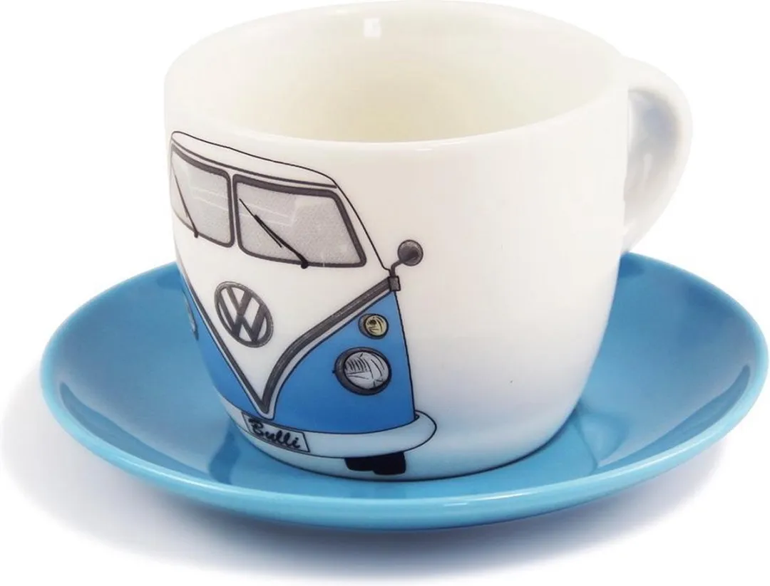 Volkswagen T1 Bus Espressokopjes - 2 Stuks 100ml - Rood/Blauw