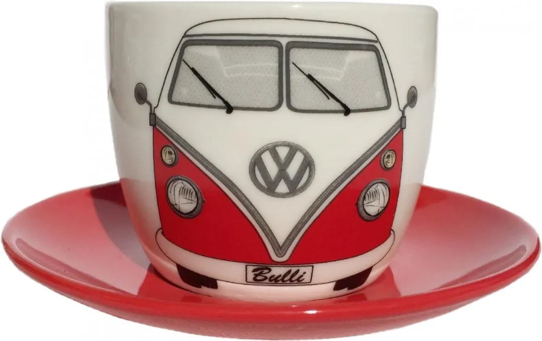 Volkswagen T1 Bus Espressokopjes - 2 Stuks 100ml - Rood/Blauw