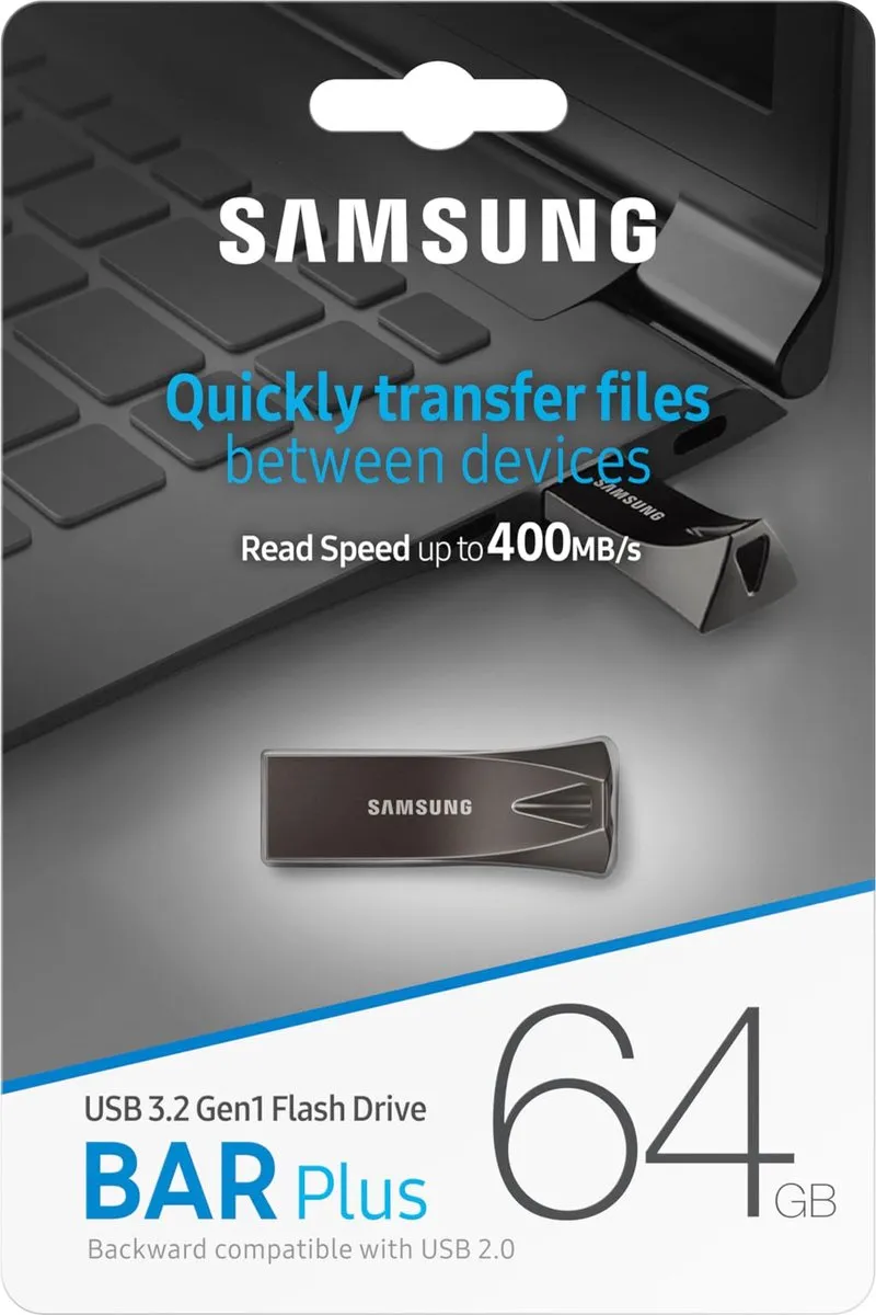 Samsung BAR Plus USB Stick 64GB - Titaan Grijs