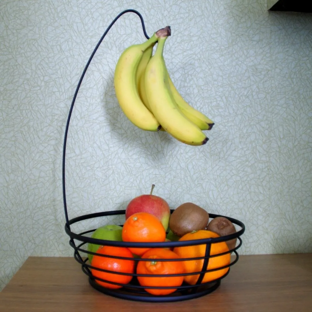 Cosy&Trendy Fruitmand met Bananenhouder Zwart - 28x40cm Metaal