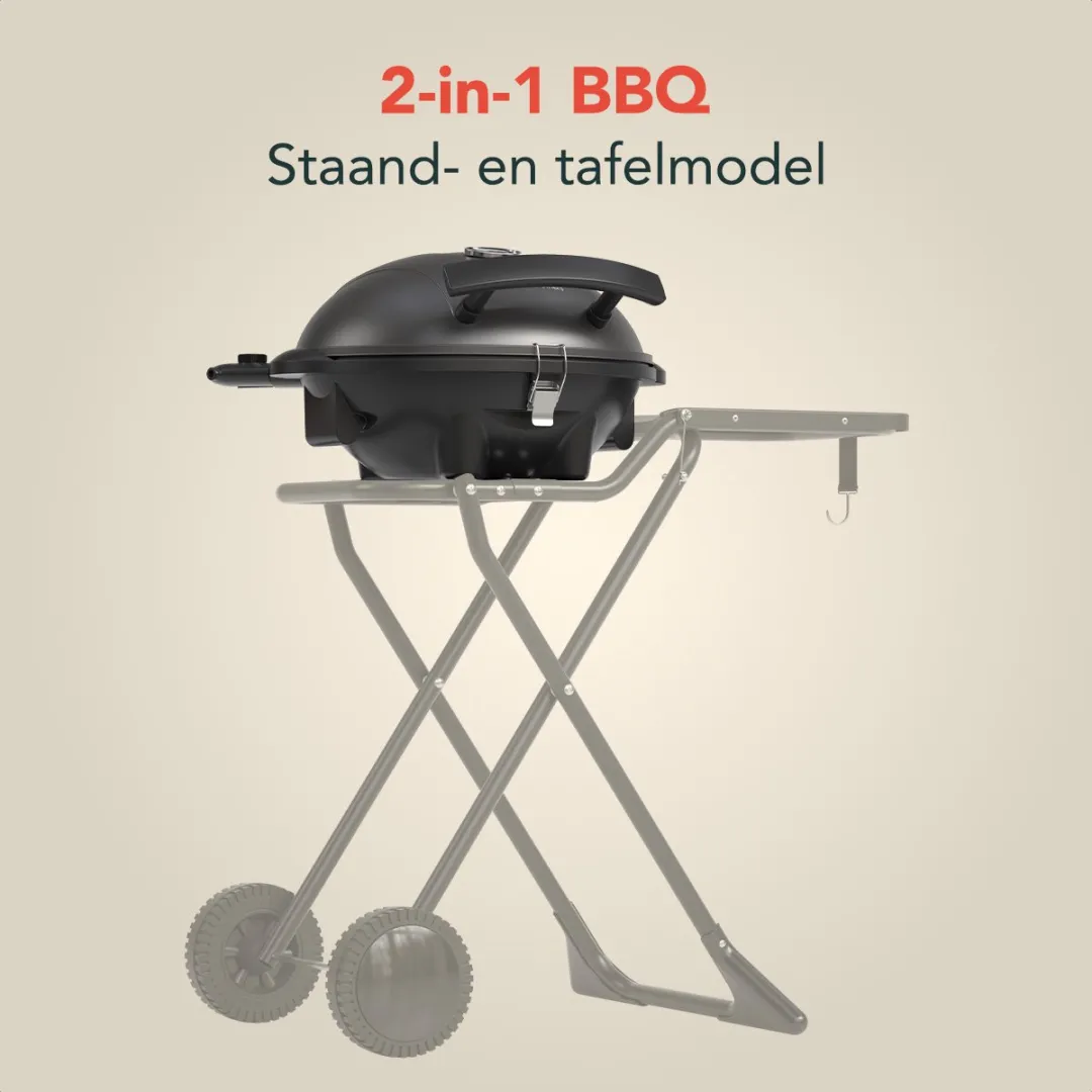 KitchenBrothers Elektrische BBQ KB1004102 - Opvouwbaar 2400W - 49cm - Zwart