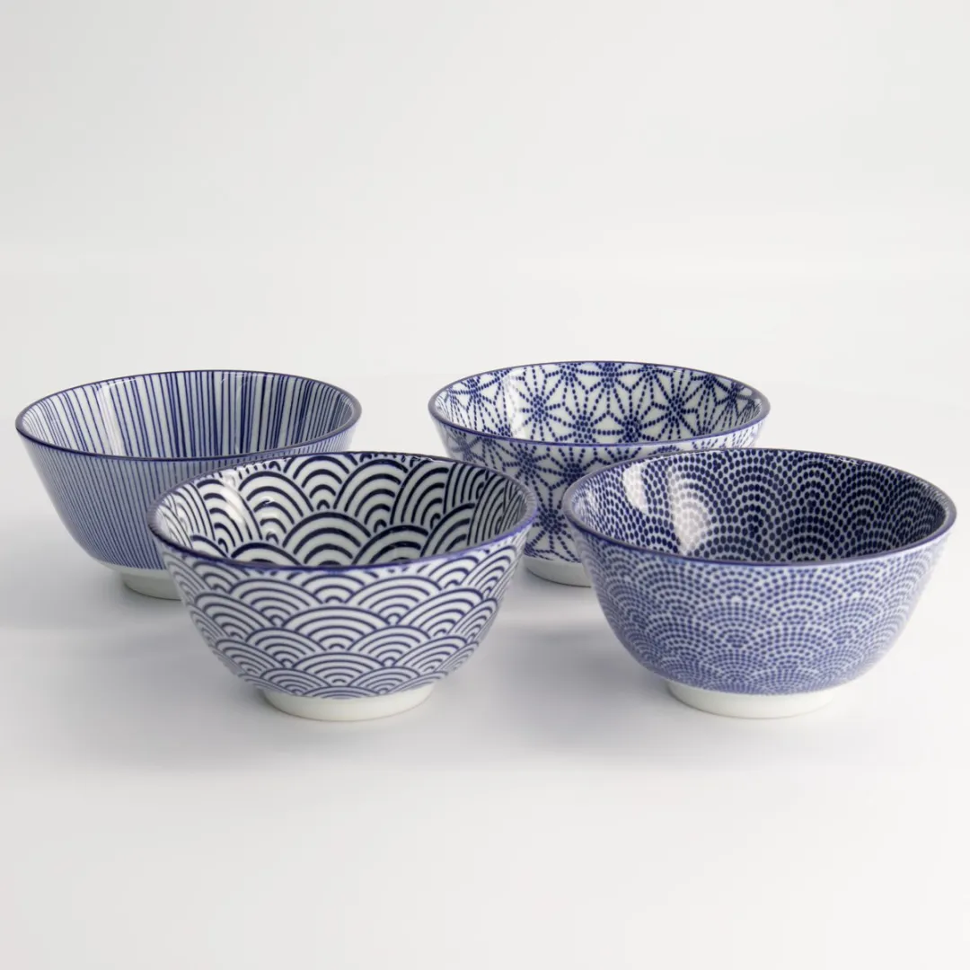Tokyo Design Studio Nippon Blue Rijstkommen - 4 Stuks 300ml - Blauw - afbeelding 6 van 6