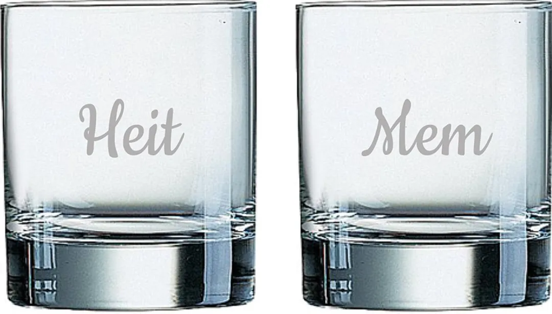 Arcoroc Whiskeyglas Gegraveerd Mem & Heit 20cl