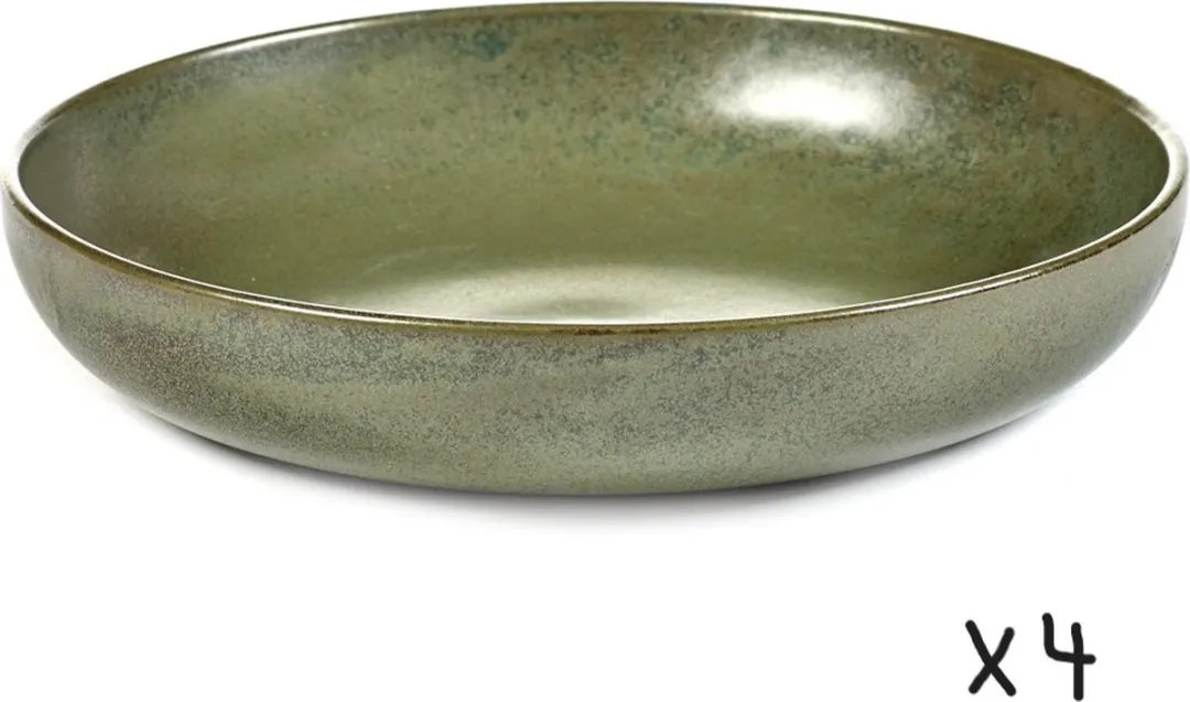 Serax Sergio Herman Surface Diep Bord L - Camogroen - 21cm - 4 Stuks