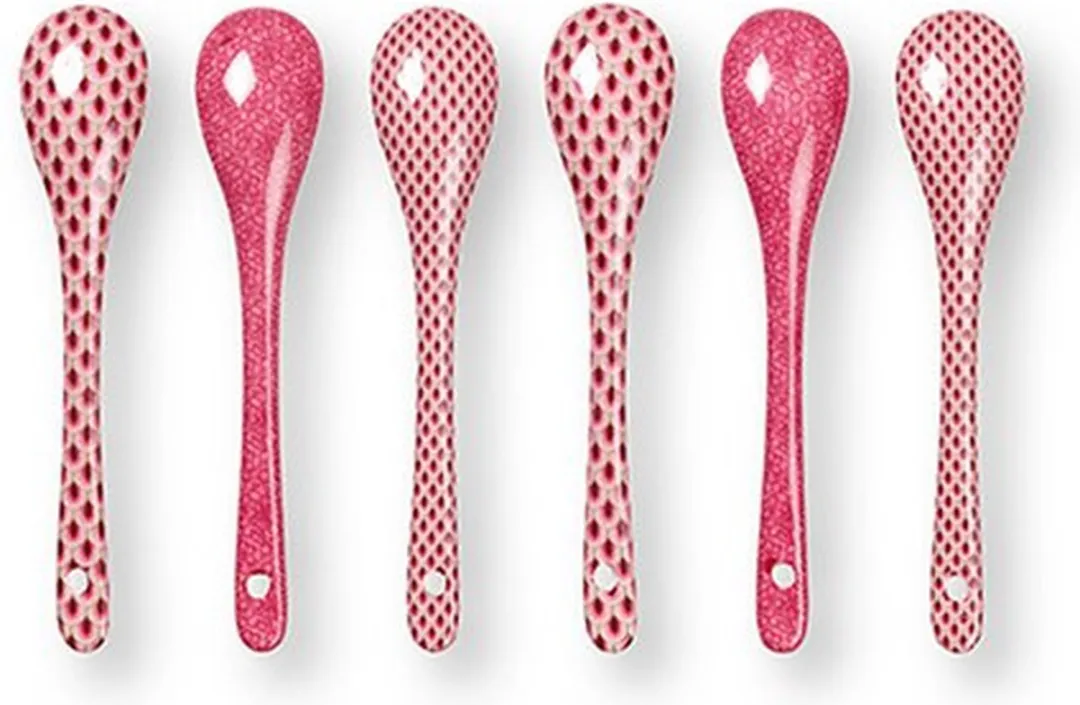 Pip Studio Oriental Flower Festival Theelepels - 4 Stuks - 13cm - Donkerroze