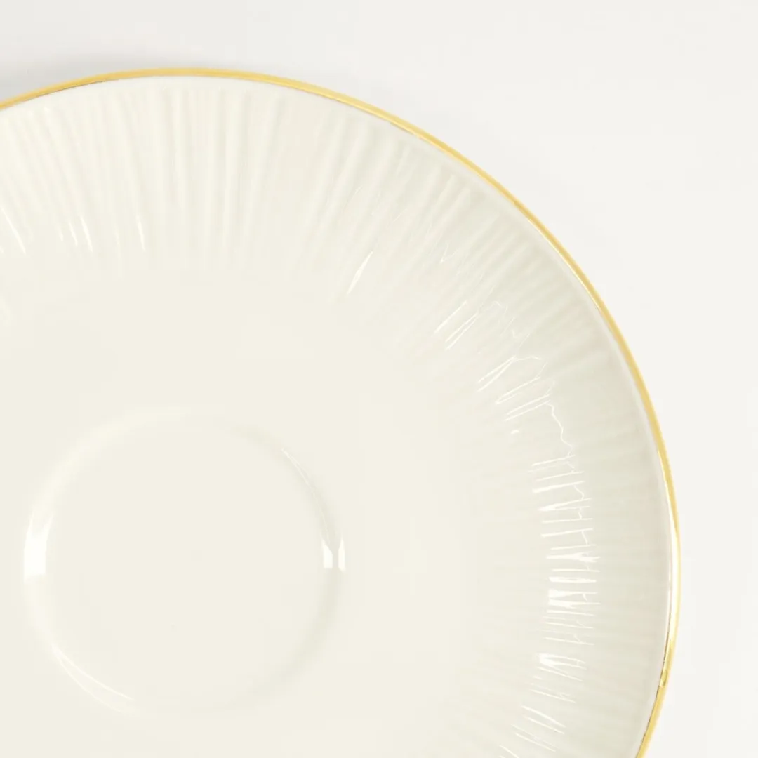 Tokyo Design Studio Nippon White Gold Saucer Round Cup Lines 100ml - Wit/Goud