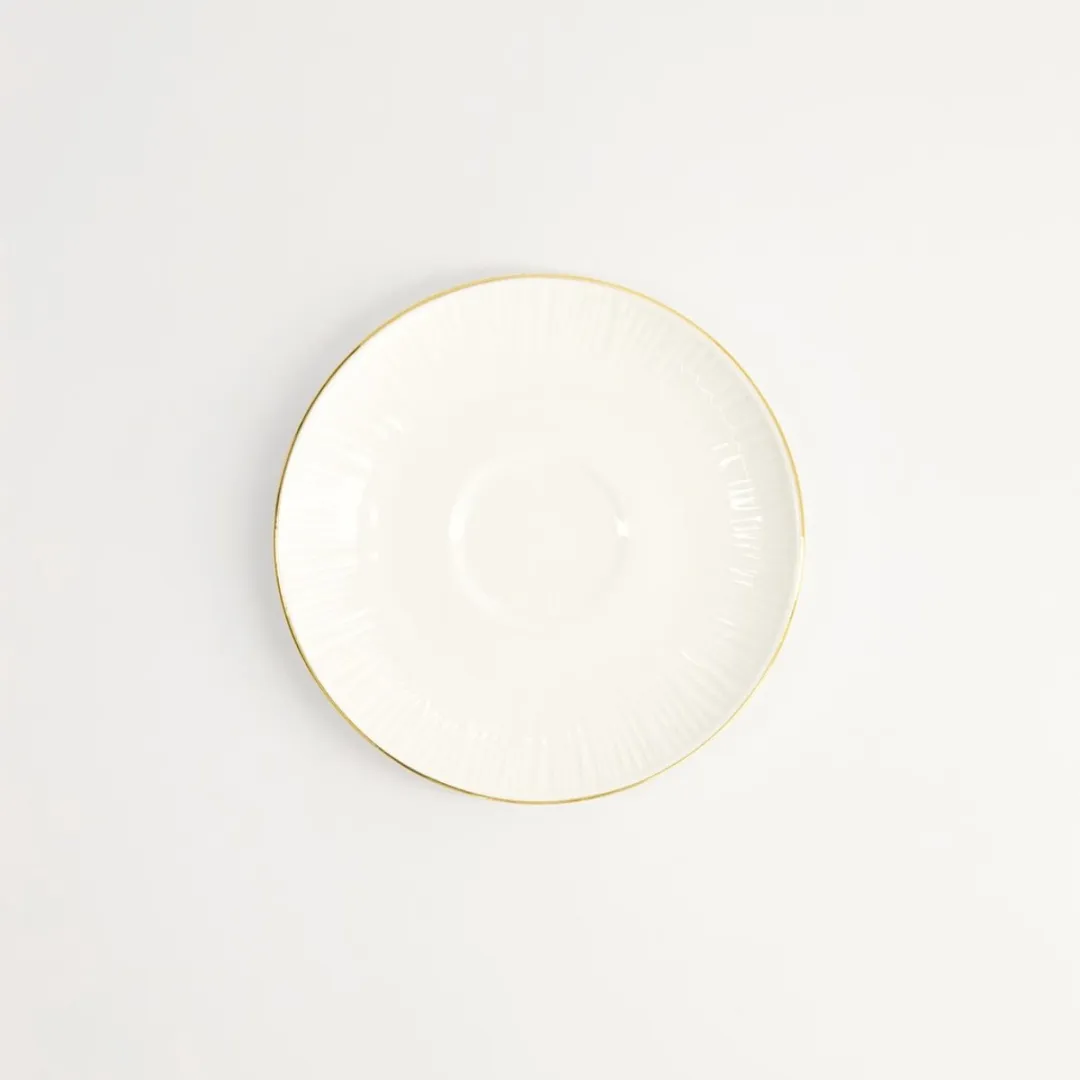 Tokyo Design Studio Nippon White Gold Saucer Round Cup Lines 100ml - Wit/Goud
