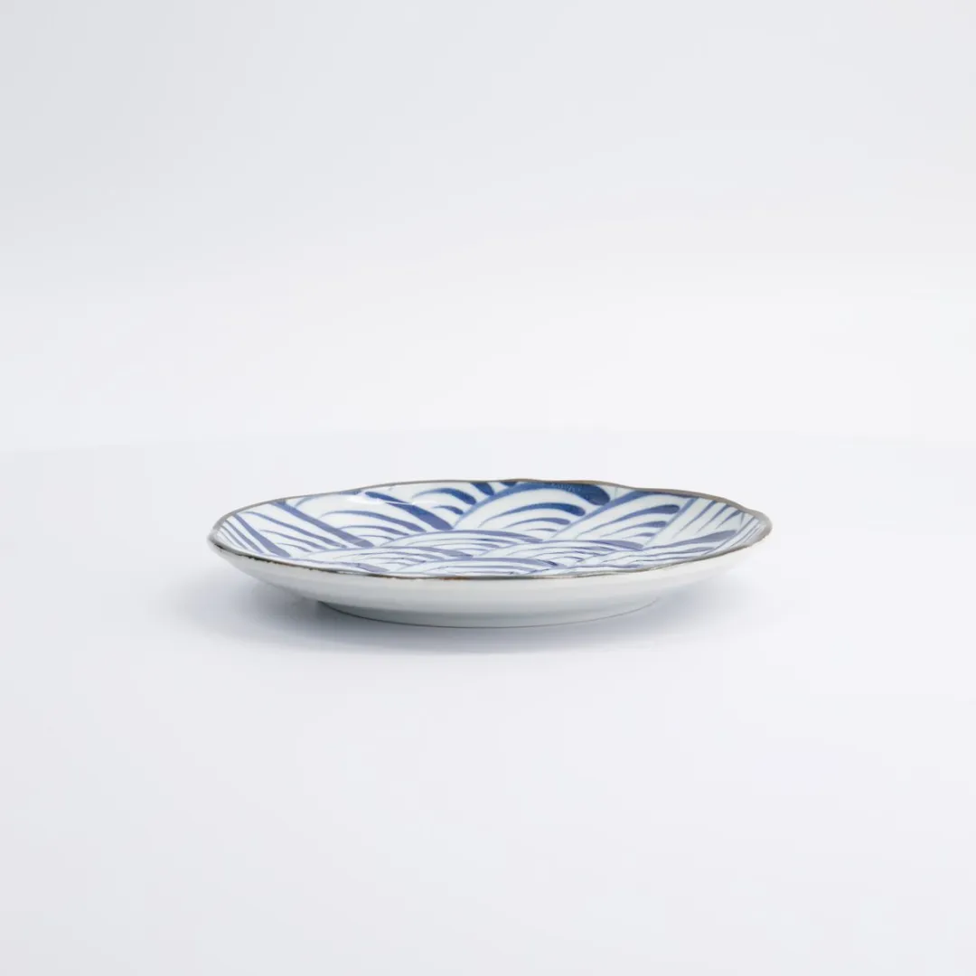 Tokyo Design Studio Natsu Nami Japans Gebaksbord - 16,5x2cm - Blauw/Wit