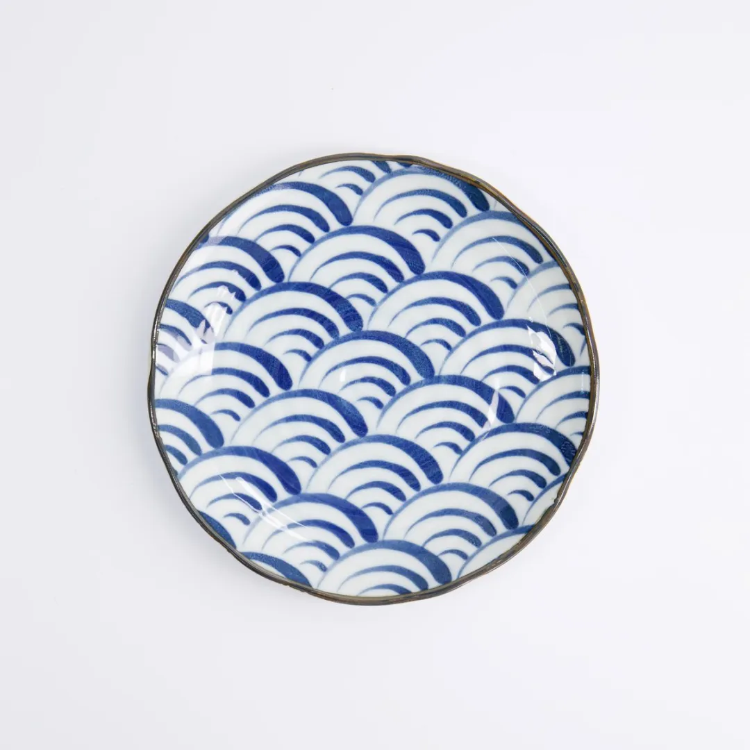 Tokyo Design Studio Natsu Nami Japans Gebaksbord - 16,5x2cm - Blauw/Wit