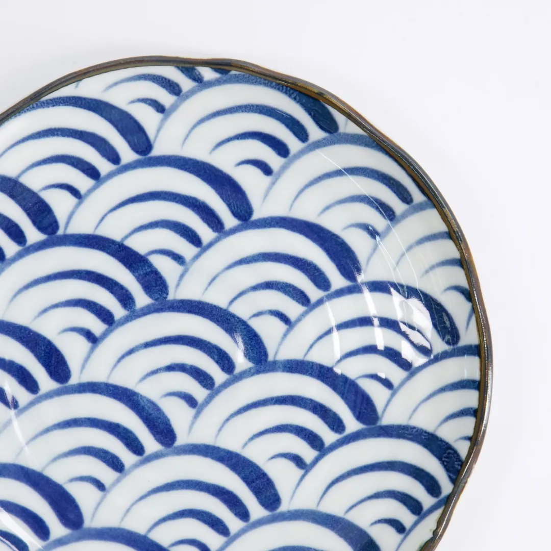 Tokyo Design Studio Natsu Nami Japans Gebaksbord - 16,5x2cm - Blauw/Wit