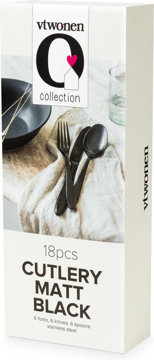 vtwonen Basic Bestek Set 18-delig - 6 Personen - Zwart