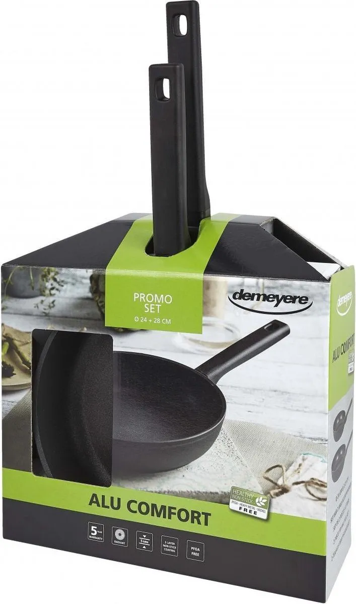 DEMEYERE Alu Comfort 3 SET23608 Koekenpanset - 24+28cm - Zwart - afbeelding 6 van 6