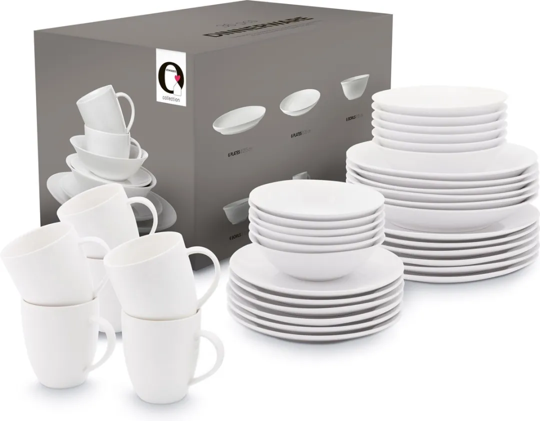 vtwonen Servies Basic 52.020.016 - 36-delig Wit Porselein