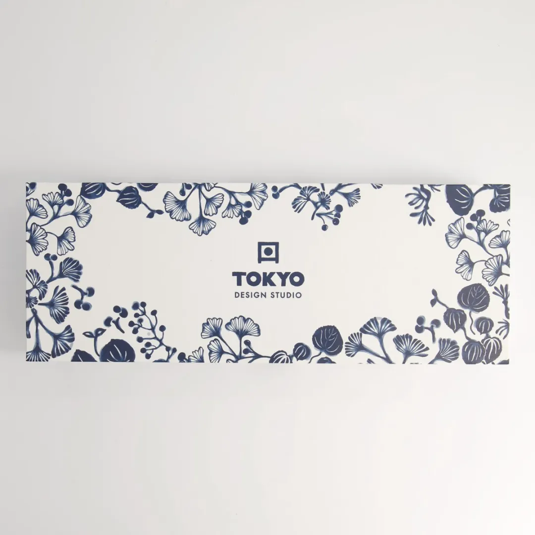 Tokyo Design Studio Flora Japonica Kop & Schotel - 4-delig 250ml - Blauw/Wit