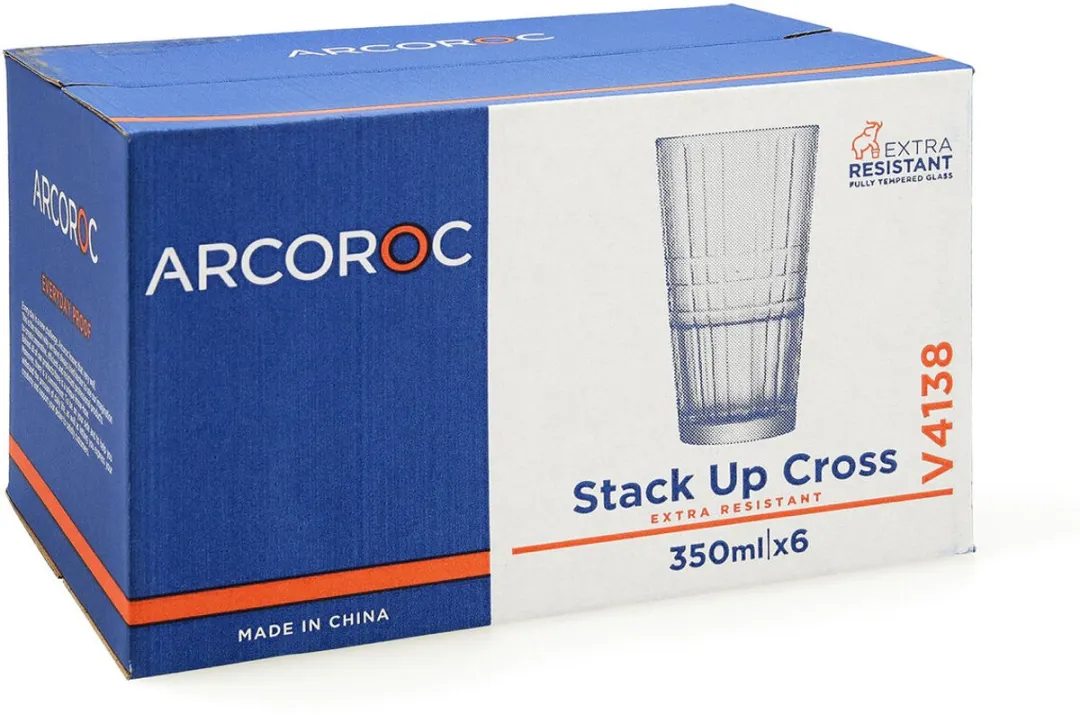 Arcoroc Stack'up Cross Glas 350ml - 6 Stuks