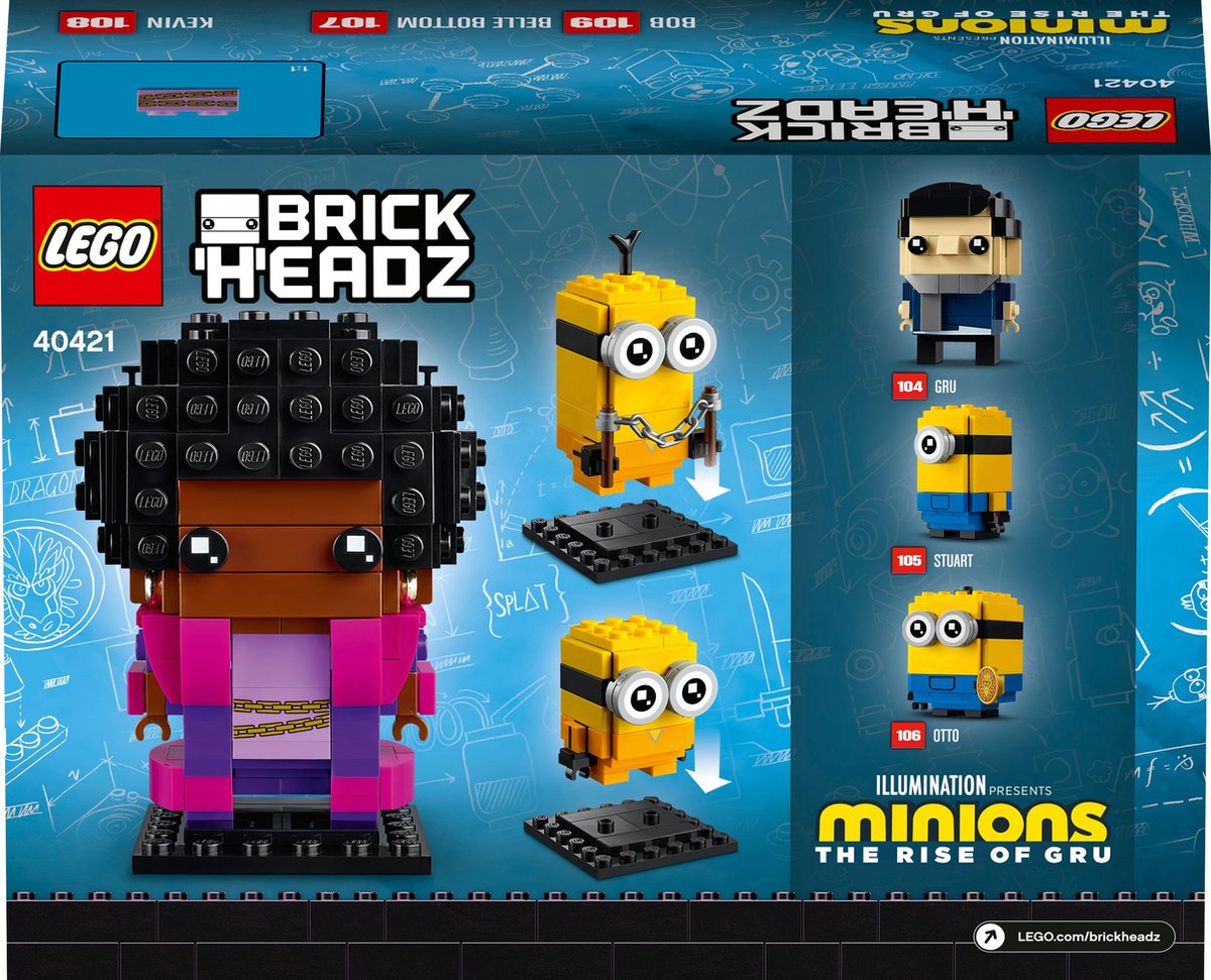 Lego 40421 Brickheadz Minions Belle Bottom, Kevin en Bob